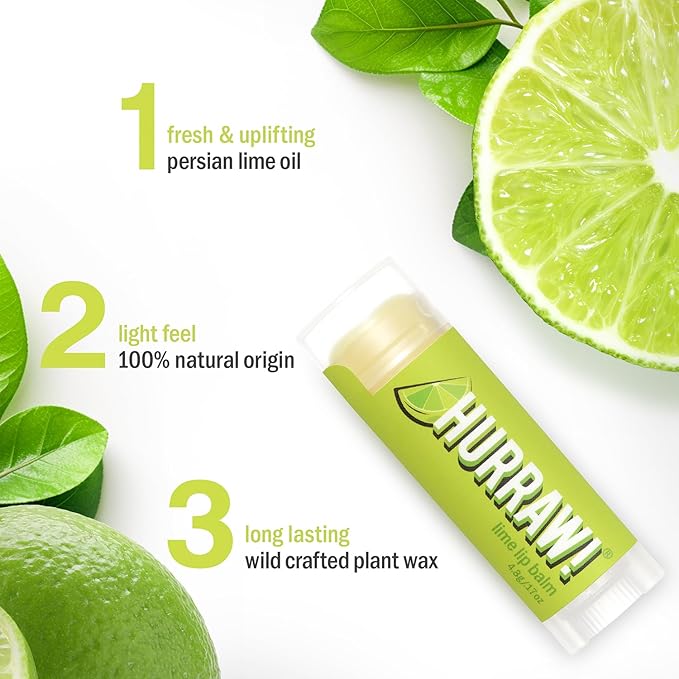 Hurraw! Lime Lip Balm, 2 Pack: Organic, Certified Vegan, Cruelty and Gluten Free. Non-GMO, 100% Natural Ingredients. Bee, Shea, Soy and Palm Free. Made in USA
