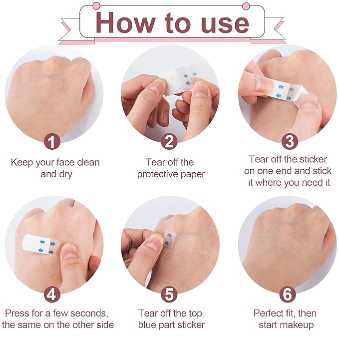 40pcs Face Lift Tape, Invisible Ultra Thin Self-Adhesive Face Lifting Band, Waterproof Hypoallergenic Makeup Lifter Strip for Neck Eye Sagg Skin Wrinkles Double Chin