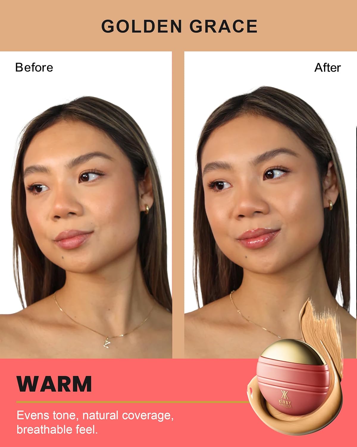 Konfident Glow Skin Tint – Golden Grace Hydrating Oil-Free Glass-Skin Foundation, Buildable Light-to-Medium Coverage, 30 ml – Inclusive Clean Makeup for Radiant Confidence