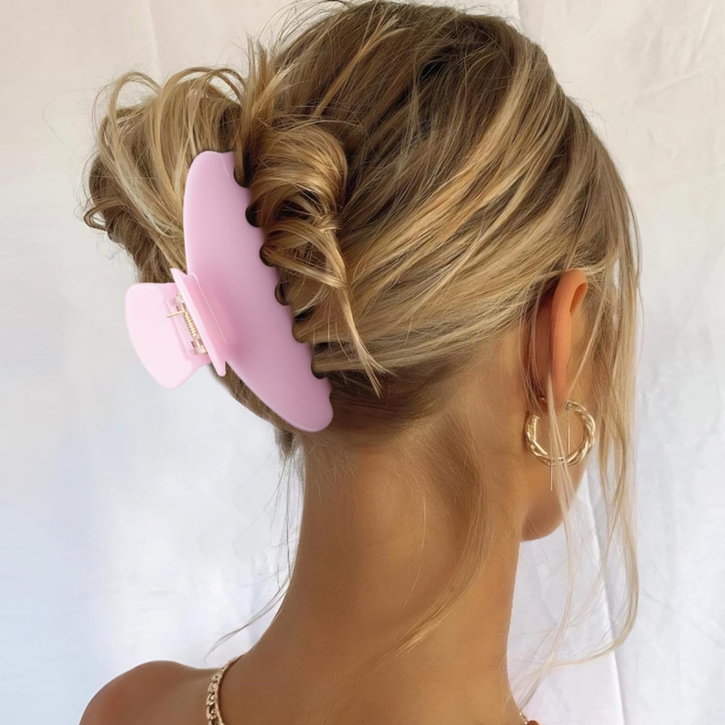 MAORULU Cute Claw Clip for Women – 4'' Large Acetate Hair Clips for Thick Thin Curly Long Hair, Durable Hair Clamps Non-slip Y2K Jaw Clip, Strong Hold, Stylish French Design (Jelly Pink)