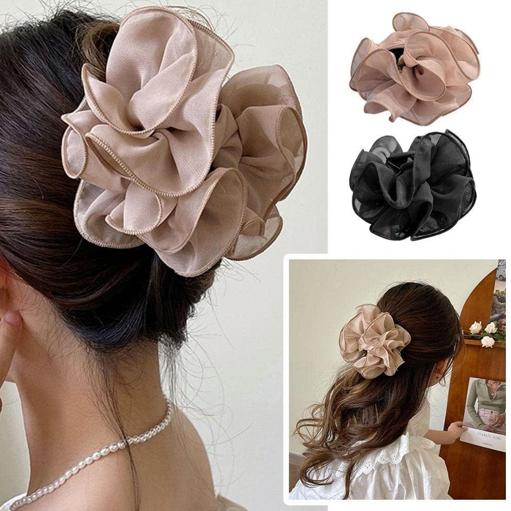 Black Chiffon Claw Clip Hair Bow Large Size Black Fabric Ribbon Flower Rose For Women Clamps Accessories Clips Jaw Claw,Clips and Barrettes,Hair Accessories Hair Clips (Large Size)