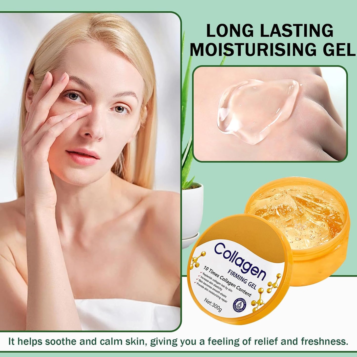 Moisturizing Gel for Face & Body,Non-sticky Gel After Sun Aloe Lotion Skin Care,Fast Absorbing Long Lasting Refreshing Hydrating Face Moisturizer for All Skin Types E