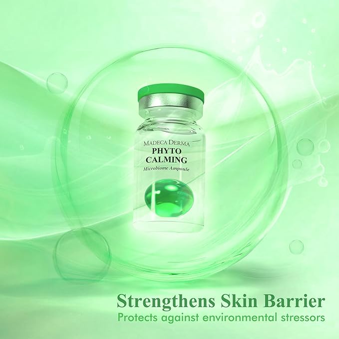 MADECA DERMA Phyto Calming Microbiome Ampoule – Calming with Soothing Botanicals, Hyaluronic Acid & Anti-Redness Complex, Korean Skincare for Redness Relief & Skin Repair (0.23 fl oz x 5 Bottles)