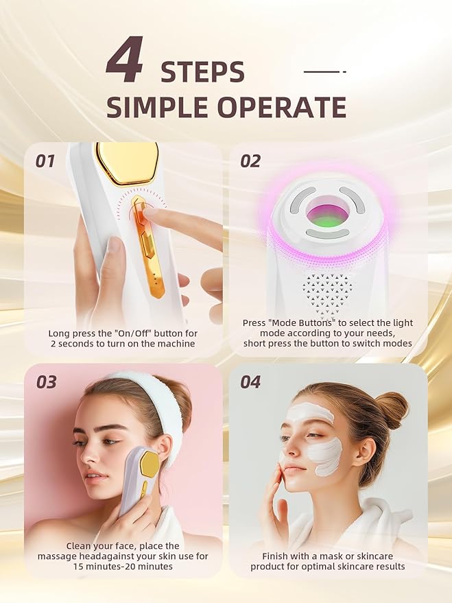 Multifunctional Facial Massager, Real Glass Glow Device for Face and Neck, Portable Face Massager Tool for Skin Care Pore Care, Enhanced Skin Radiance Effective Against Dullness