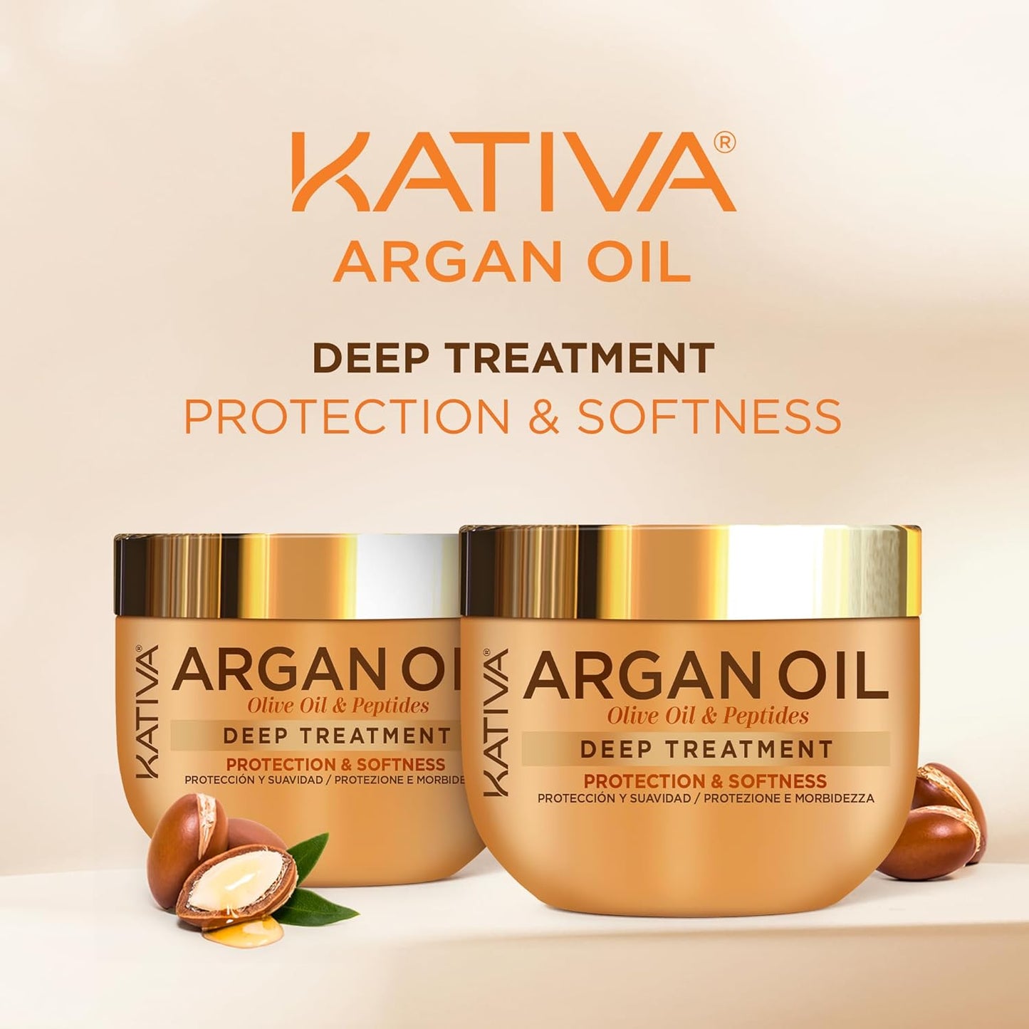 KATIVA BUNDLE 2 TREATMENTS Argan Hair Mask 10 oz – Hair Treatment Deep Repair Conditioning Argan Oil, Olive & Peptides – Deep Conditioning and Hydration for Dry Damaged Hair All Hair Types 10 oz 300ml