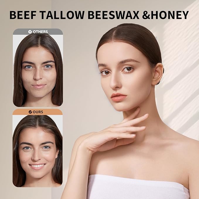 Orangic Beef Tallow for Skin and Face Care, Whipped Moisturizer for Sensitive Skin, 100% Grass Fed Beef Tallow, Natural Body Lotion, French Perfume - 8.46 fl.oz, 2 Pack