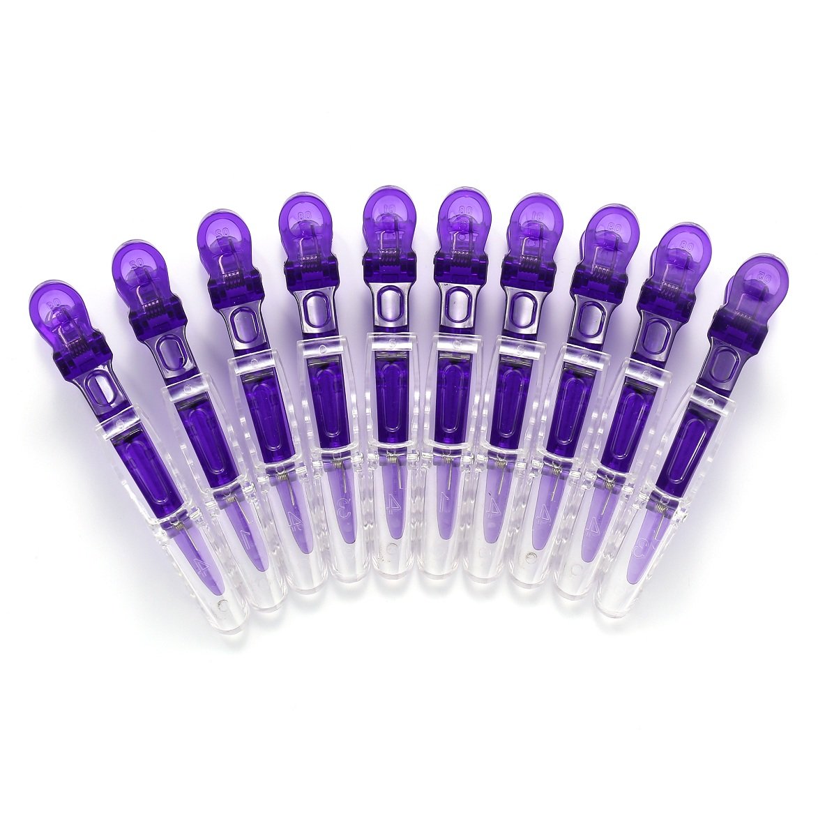 10pcs/set Multicolor Croc Alligator Clips - Transparent Plastic Hair Styling Sectioning Barrettes Professional Non Slip Salon DIY Accessories Hairpins (10pcs-Purple)