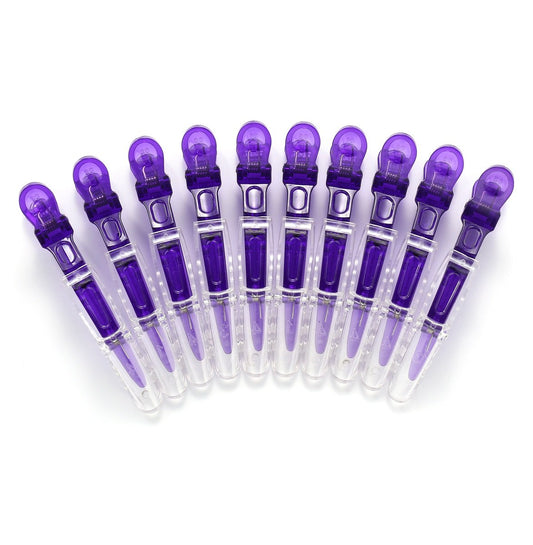 10pcs/set Multicolor Croc Alligator Clips - Transparent Plastic Hair Styling Sectioning Barrettes Professional Non Slip Salon DIY Accessories Hairpins (10pcs-Purple)