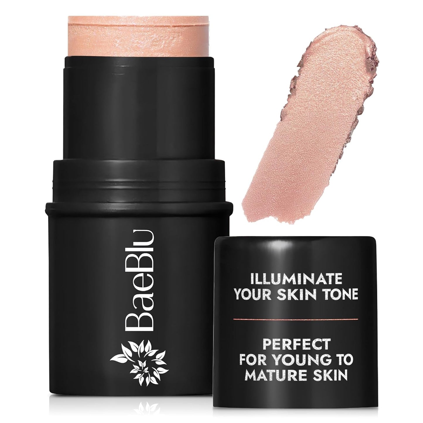 BaeBlu - Organic Blush Tube, Moscato - 100% Natural Vegan Cream Blush Sticks, Multi-Use Bronzer, & Highlighter for Lips, Cheeks & Eyes, Buildable Shimmer, Gluten-Free, Paraben-Free, Made in USA