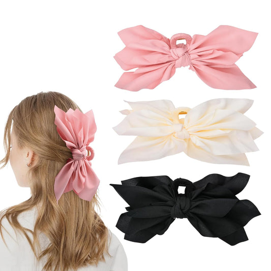 Bow Claw Clips Bow Hair Clips 3PC Big Hair Bows for Women Butterfly Styling Large Hair Clips for Thick Hair for Girls Hair Accessories for Teen
