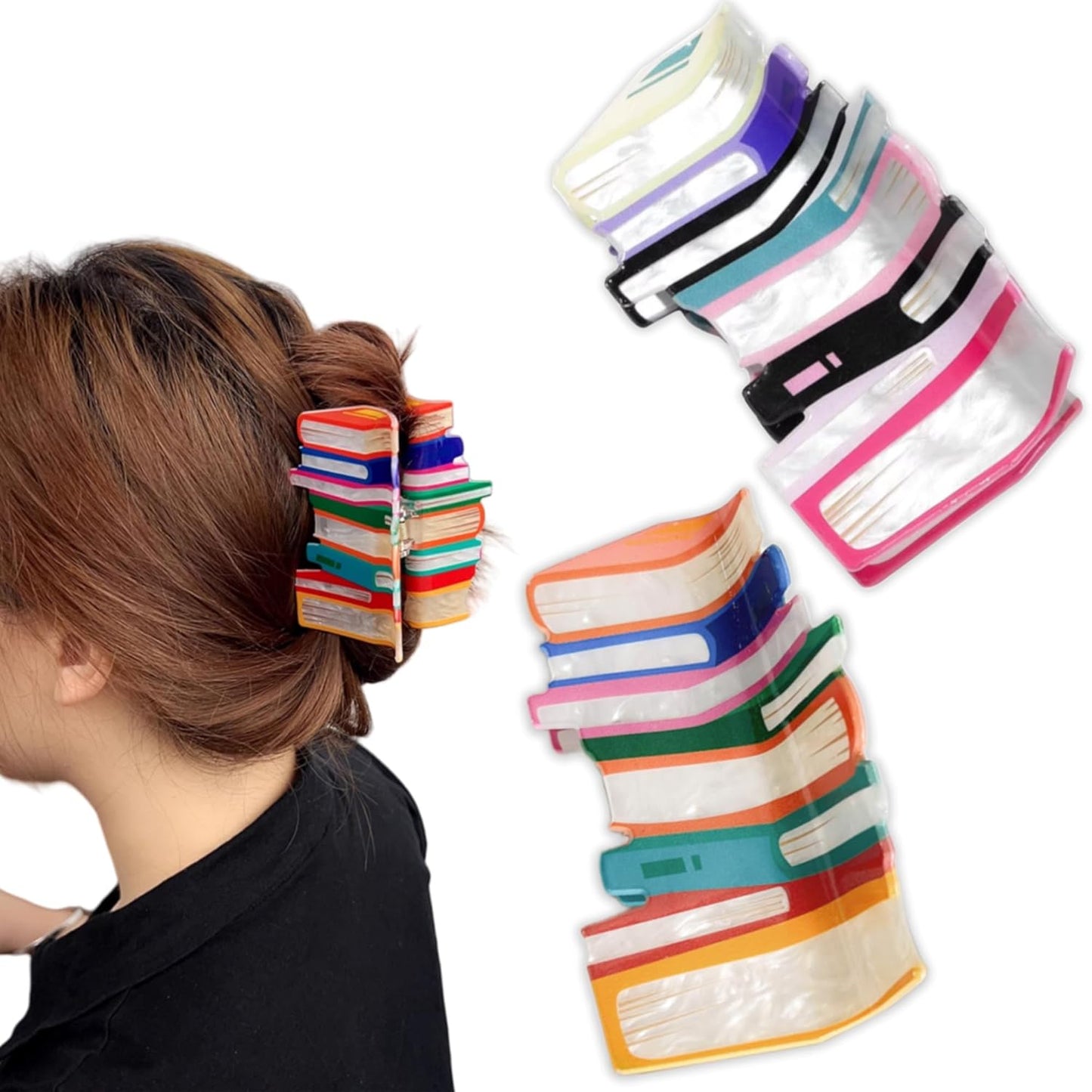 2025 Book Hair Clip Creative Fasnion Strong Hold Nonslip Jaw Clips Styling Accessories French Hair Barrettes Hairpin For Women And Girls(2Pcs)