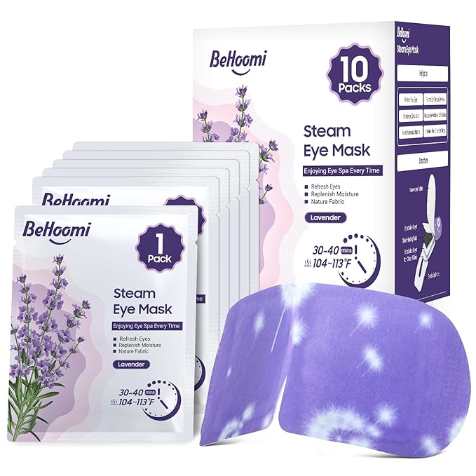 Steam Eye Mask, 10 Packs Heated Eye Mask, Self Heating Disposable SPA Warm Compress for Eyes Sleep Mask, Soothing Moist Heat Eye Masks, Travel Essentials & Relaxation Gifts (Lavender Scent)
