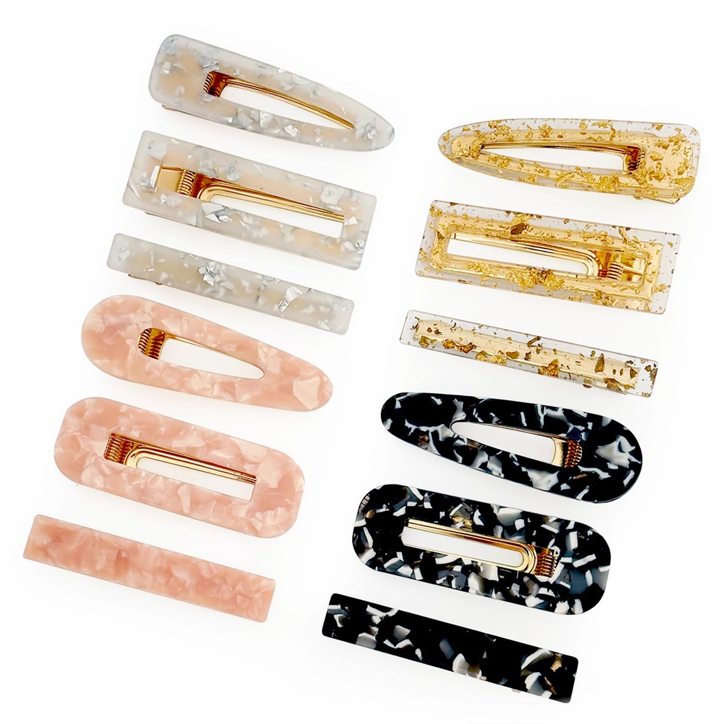 12 Pieces Acrylic Resin Marble Hair Clips Set, Decorative Pearls Hair Barrettes Sweet Decorative Bobby Pins Hairpin Headwear Hair Accessories Headwear for Women and Girls…