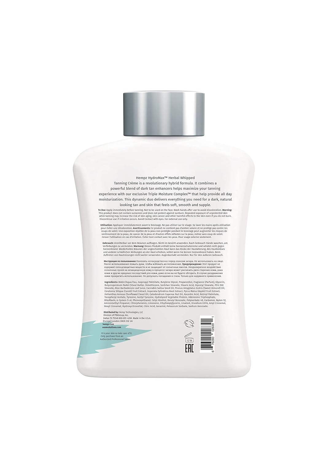 HEMPZ Hydromax Maximizer - Herbal Moisturizing Self Tanning Lotion for Tanning Beds, Beach, Sun 13.5 Fl OZ