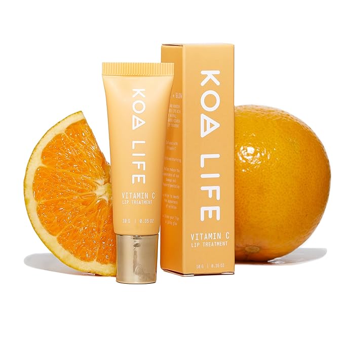 Koa Life Vitamin C Lip Treatment - Nourishing, Hydrating Lip Balm with Exfoliating Peptide Micro Beads, Anti-Aging, Repairs & Protects From Sun Damage, All Natural Ingredients - Citrus 10 G