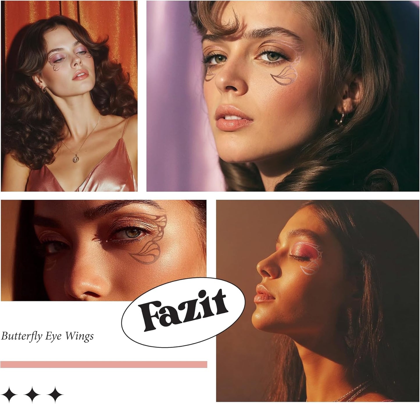 Fazit Makeup Patches - Halloween Flutter Eye Wings - Glow Up Make-Up Patches - Cute Glitter Makeup Accessories for Women - Cosmetic Glitter for Face