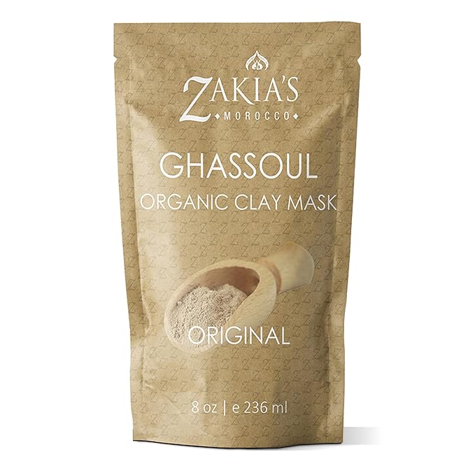 Moroccan Ghassoul Clay Mask - Organic Natural Facial Mask and Skin Care Treatment - Anti-aging Mud Mask Heals Dry & Oily Skin, Acne, Eczema & Psoriasis - 8 Oz