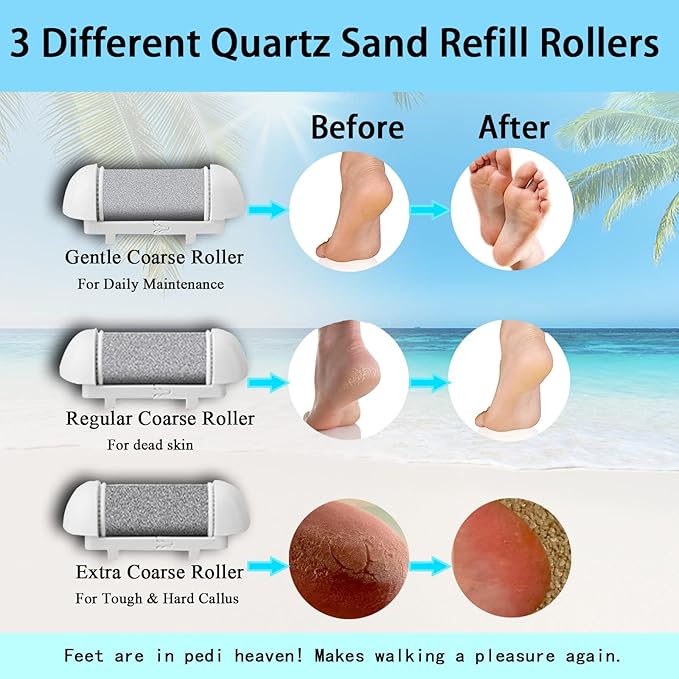 Rechargeable Callus Remover for Feet, 13-in-1 Professional Pedicure Tools Foot Care Kit, Foot Scrubber Electric Feet File Pedi for Hard Cracked Dry Dead Skin, 3 Rollers, 2 Speed, Battery Display