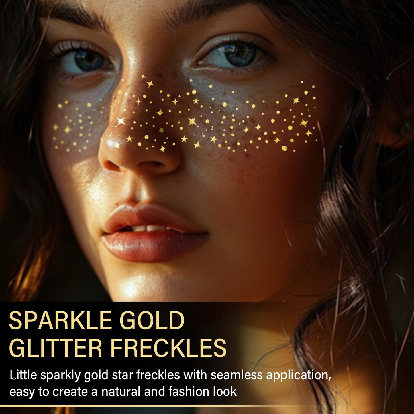 20 Pcs Gold Glitter Freckles Face Tattoo, Gold glitter Freckles Makeup Patches, Waterproof Sparkle Freckles, Glitter Freckles Temporary Face Tattoos for Women