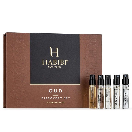 H HABIBI Oud Perfume Discovery Sample Set – Luxury Eau De Parfum & Cologne Sampler Sets for Men & Women, Travel Size Gift Set, Made in USA, 5 x 2ml