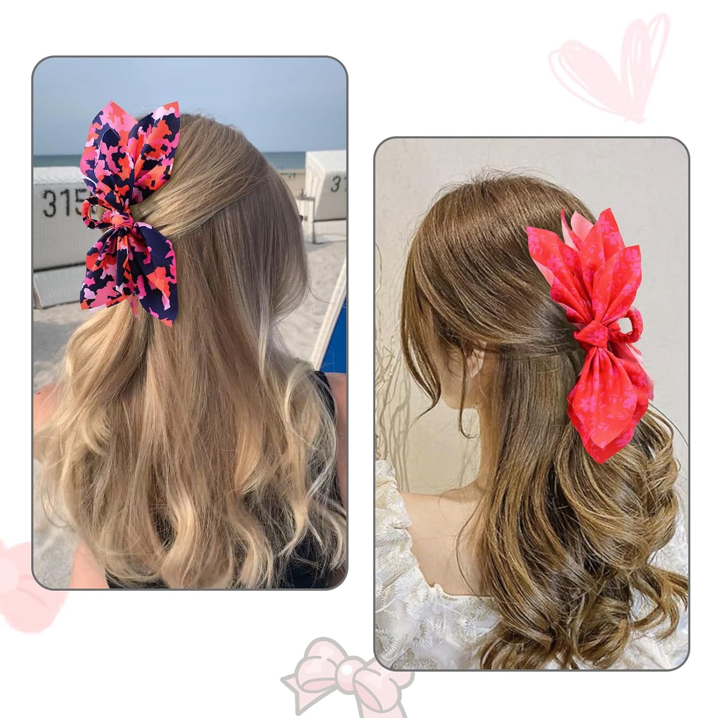 Bow Claw Clips Bow Hair Clips 2PC Red Big Hair Bows for Women Butterfly Styling Large Hair Clips for Thick Hair for Girls Hair Accessories for Teen