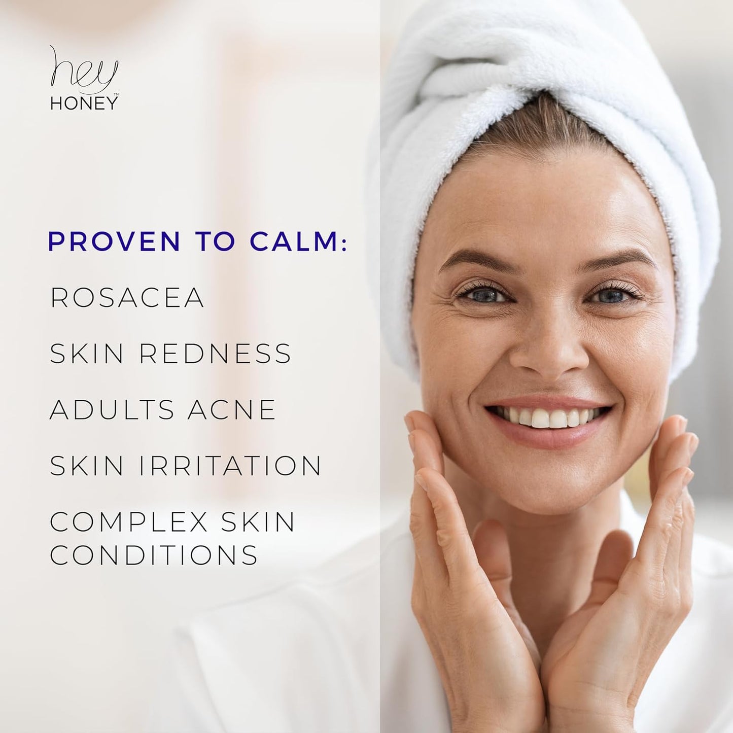 Hey Honey Skincare Relax - Rosacea Relief Cream for Sensitive Skin | Calming Face Moisturizer for Facial Redness & Irritation | Dermatologist Tested, Oil-Free with Honey & Propolis | 2.2 Oz