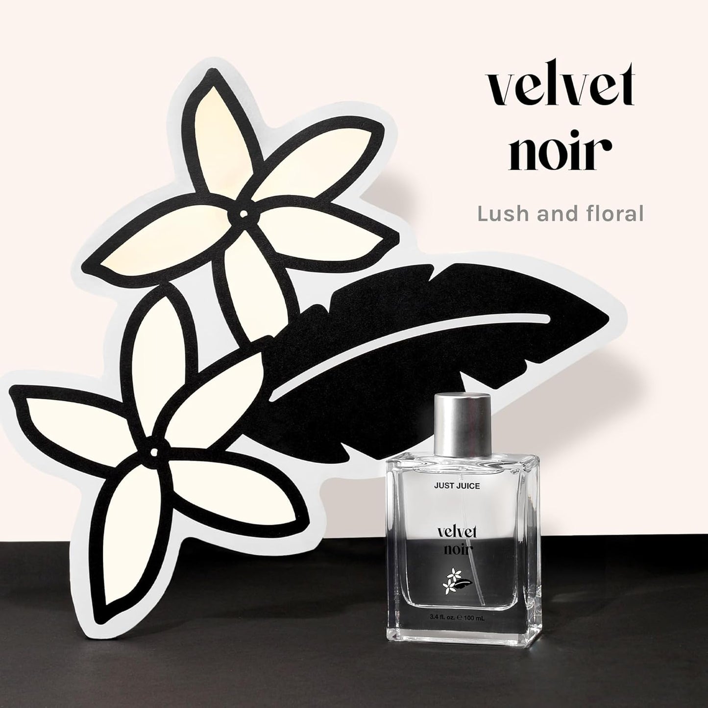 Just Juice Velvet Noir - Crisp Jasmine Perfume for Women and Men - Floral Musk Perfume with Apple, Rose, Geranium, Amber - 3.4 oz