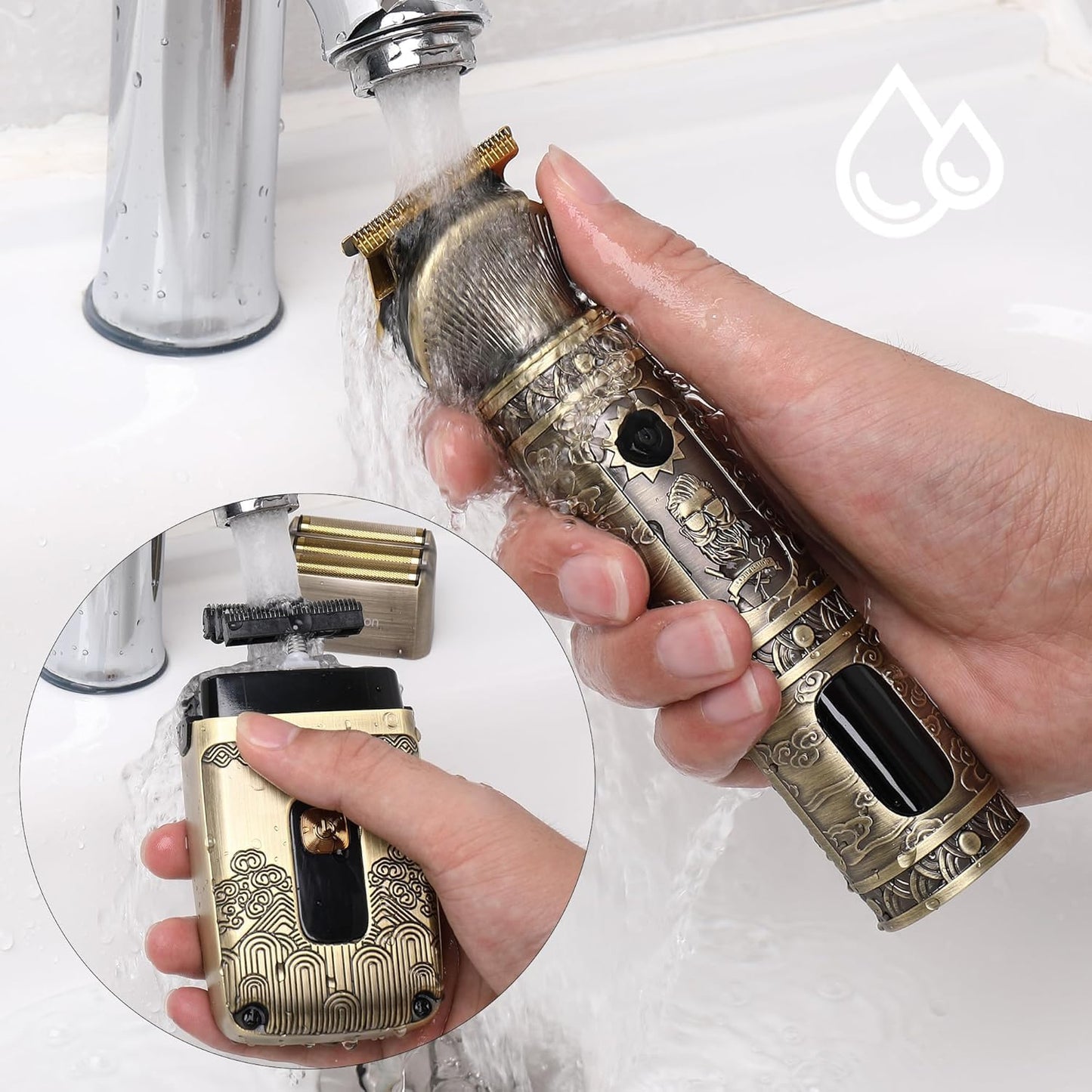 T-Blade Hair Trimmers & Electric Shavers for Men Foil Shaver Beard Trimmer Men's Grooming Kit with Triple Blades Cordless