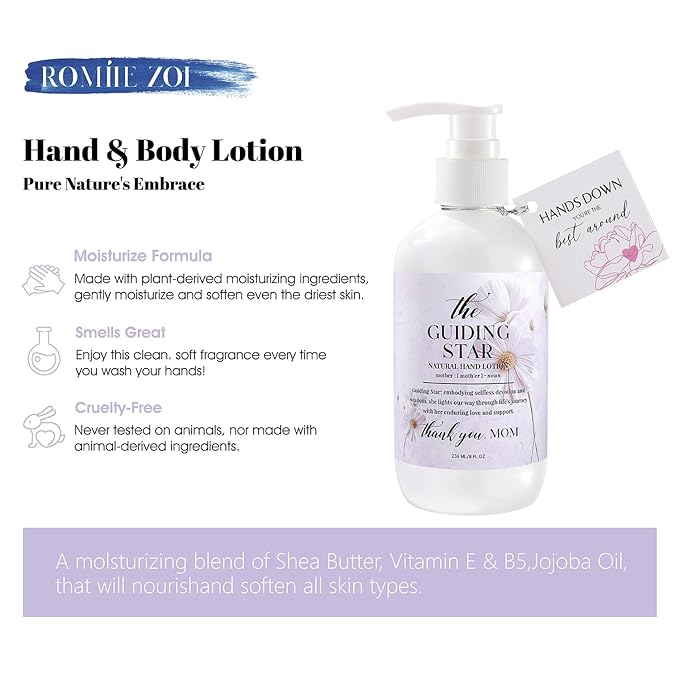Hand & Body Lotion for Mother's Day Gift Basket- The Guiding Star - Infused with Honey Almond Aroma - 236 ML /8 FL OZ