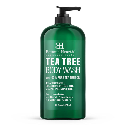 Botanic Hearth Tea Tree Body Wash - 16 fl oz - Helps Soothe Itchy, Dry Skin, Antifugal Body Wash with 100% Pure Tea Tree Oil - Sulfate Free, Paraben Free, for Men and Women