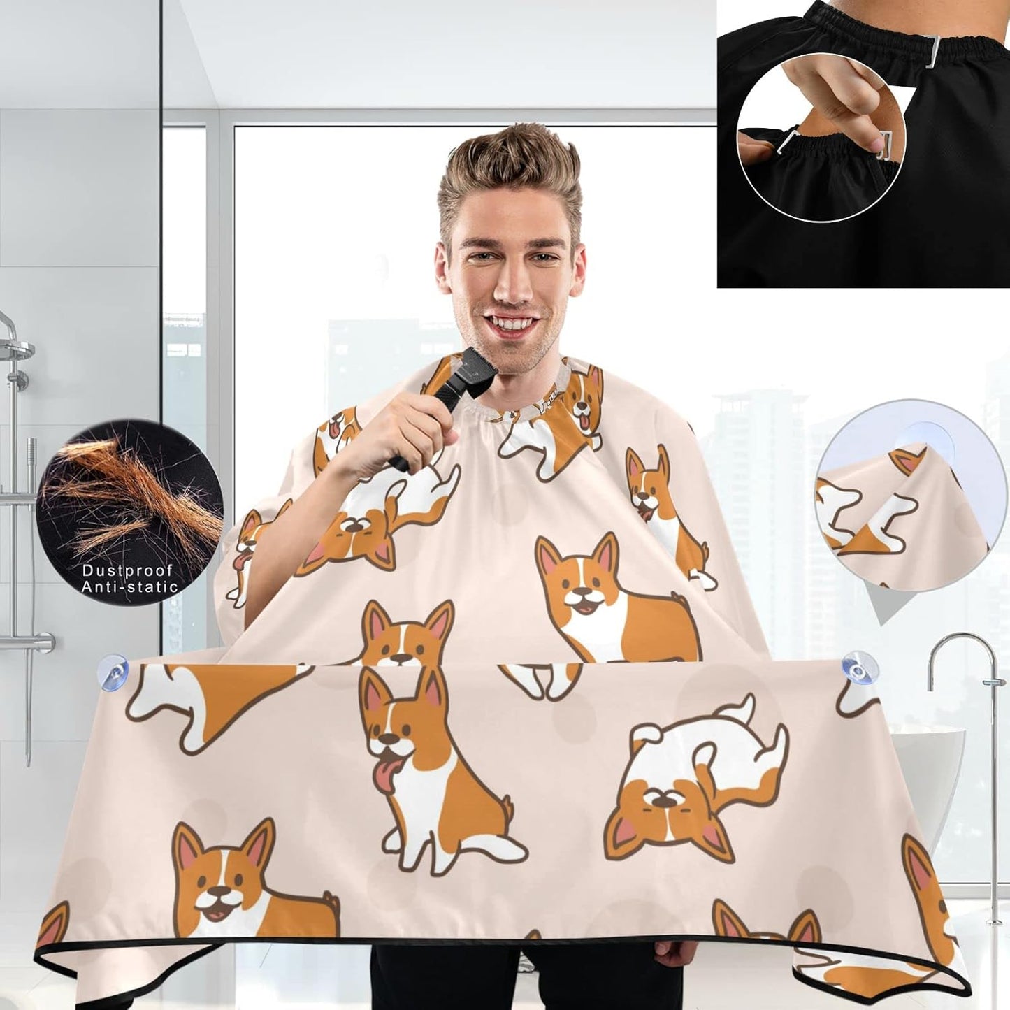visesunny Professional Barber Cape Polyester Hair Cutting Clippings Catcher Grooming Cape Apron for Shaving Trimming For Men