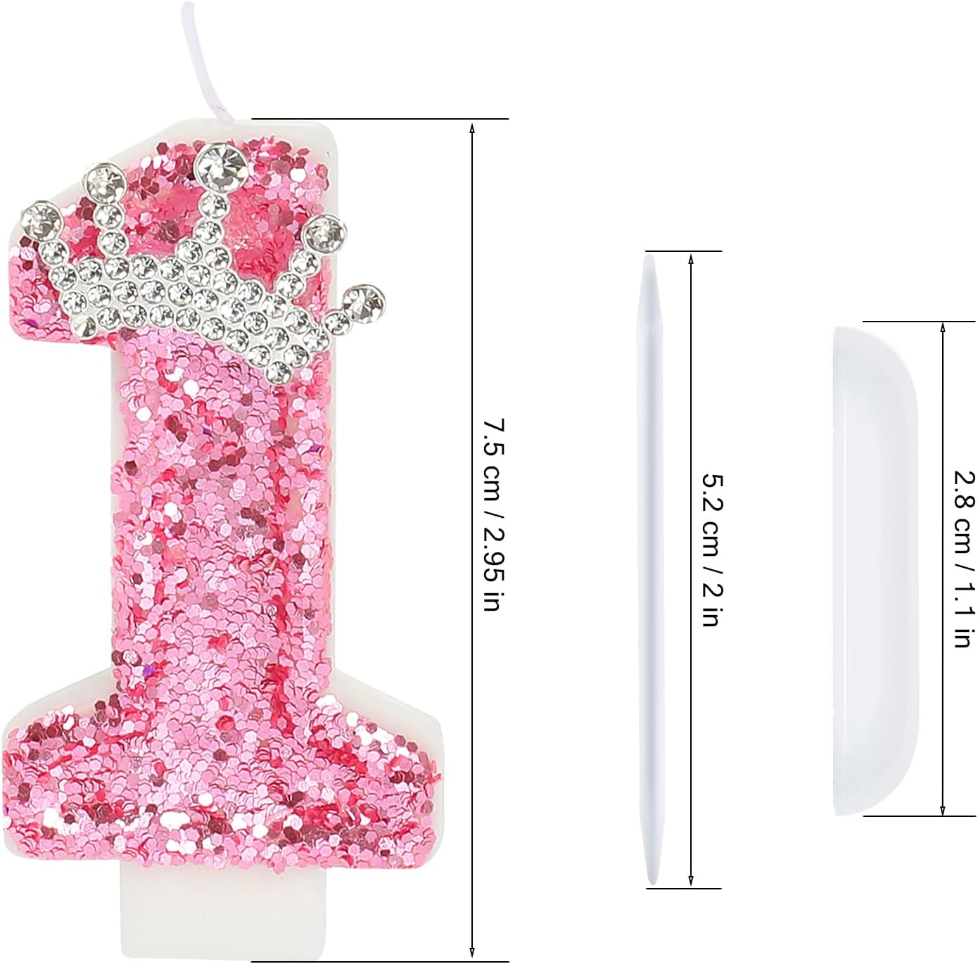 Birthday Number Candles,Pink Crown Birthday Candles for Cake,Glitter Number 1 Candle Cake Topper with Sequins for Girls,Women, Anniversary Celebrations Supplies (Pink 1)