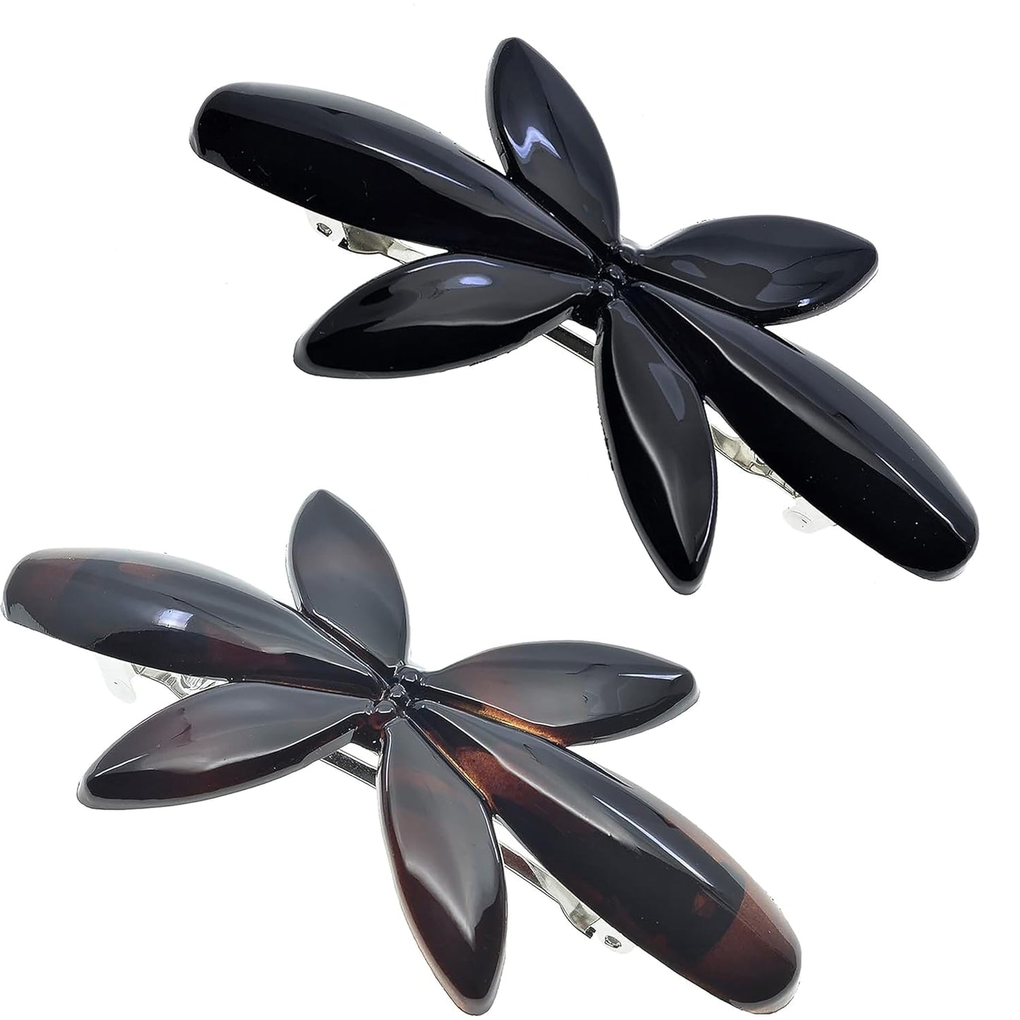 Camila Paris CP2426-CP2875 French Hair Barrette Clip for Girls Flower, Combo, Automatic Clasp Strong Hold Grip Hair Clips for Women, No Slip and Durable Styling Girls Hair Accessories, Made in France