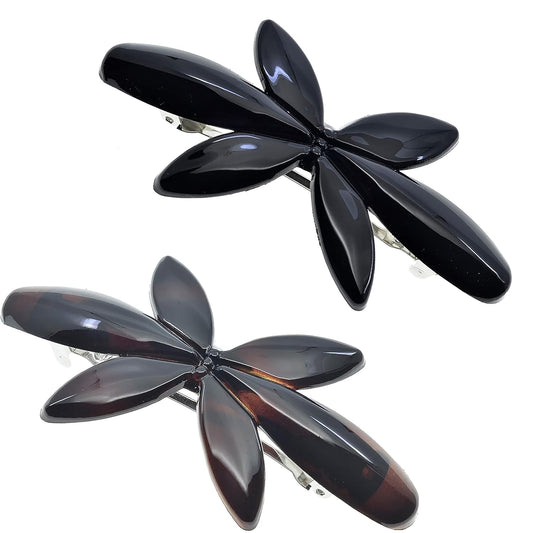 Camila Paris CP2426-CP2875 French Hair Barrette Clip for Girls Flower, Combo, Automatic Clasp Strong Hold Grip Hair Clips for Women, No Slip and Durable Styling Girls Hair Accessories, Made in France