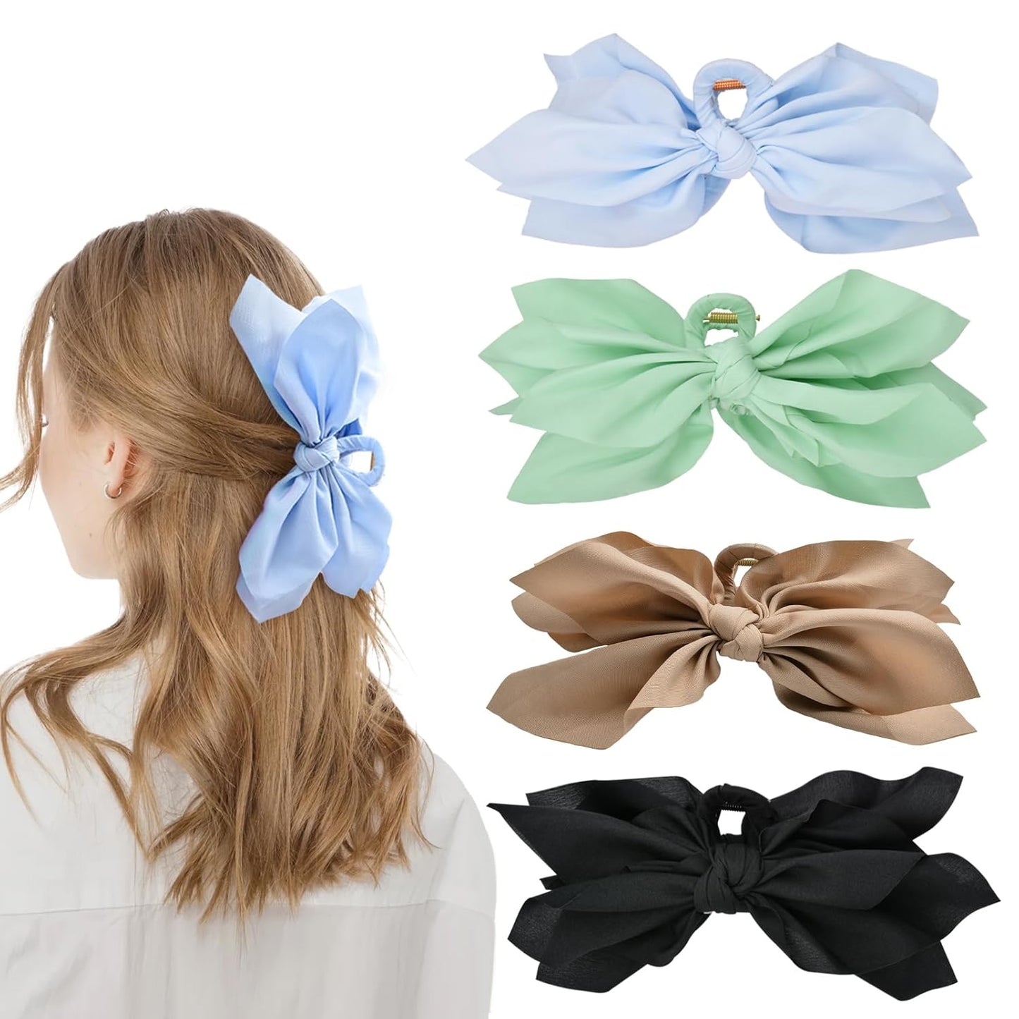 Bow Claw Clips Bow Hair Clips 4PC Big Hair Bows for Women Butterfly Styling Large Hair Clips for Thick Hair for Girls Hair Accessories for Teen