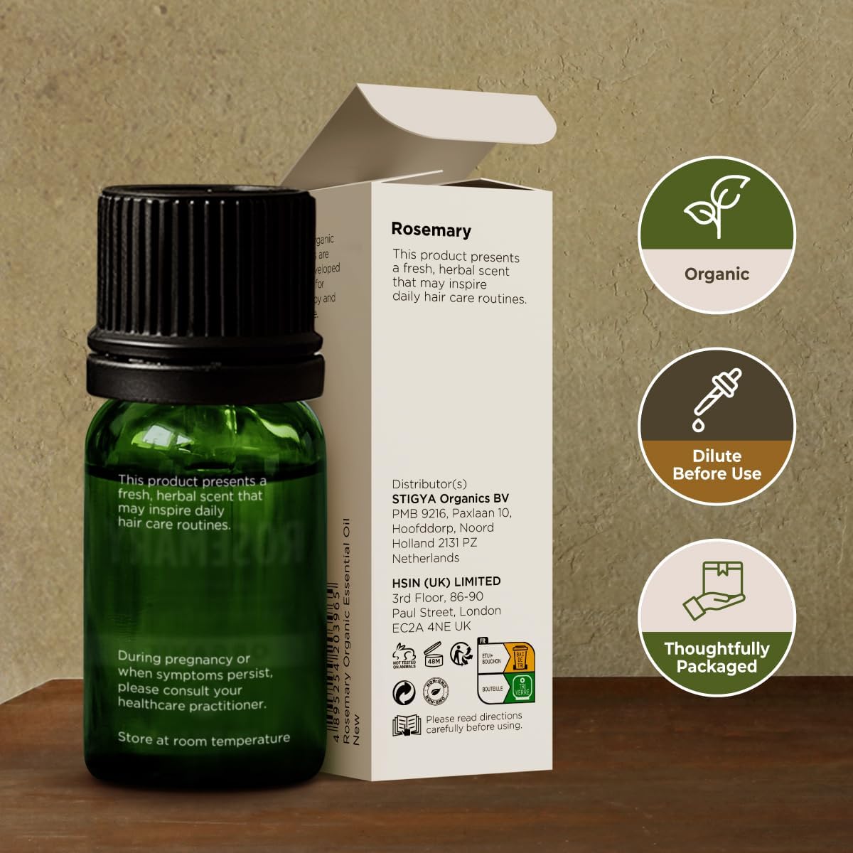 Gya Labs Organic Rosemary Essential Oil - 0.34 Fl Oz - for Skin, Hair, Diffuser, Aromatherapy, DIY Candle Making Scents