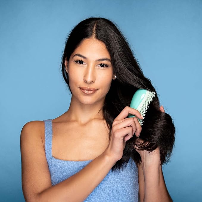 Hand Grip Brush, Gentle Detangling, Detangler Hair Brush for All Hair Types. For use on Wet or Dry Hair (Aqua)