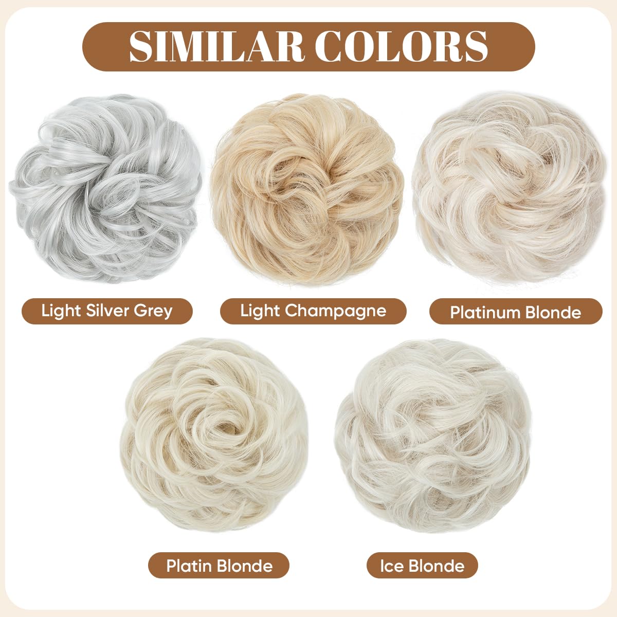 CJL HAIR Large Messy Bun Hair Piece Wavy Curly Scrunchies Synthetic Chignon Ponytail Hair Extensions Thick Updo Hairpieces for Women Platin Blonde