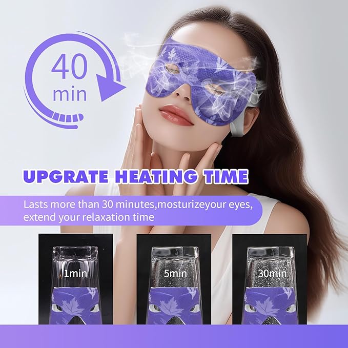 18 Packs Steam Eye Mask for Dry Eyes Eye Self Heating Mask Disposable SPA Warm Eye Compress Sleep Mask Womens Gifts for Christmas (Lavender-Hollow)
