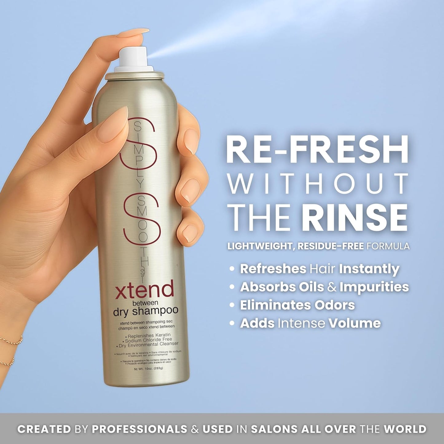 SIMPLY SMOOTH Xtend Between Dry Shampoo | Refresh, Revitalize & Absorb Oil In-Between Washes | Rid Hair Of Impurities & Cleanse For A Quick Perk Up | No White Residue | Talc & Benzene Free | 10 Oz.