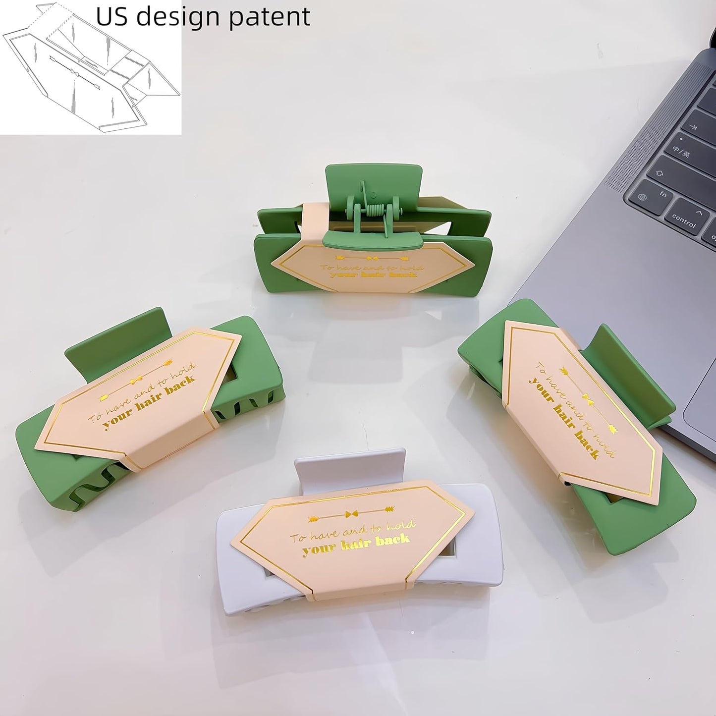 Bridesmaid Proposal Gifts 4.1inch 12pcs Square Hair Claw bachelorette party accessories Clips for Wedding Party Favors (Light Green)