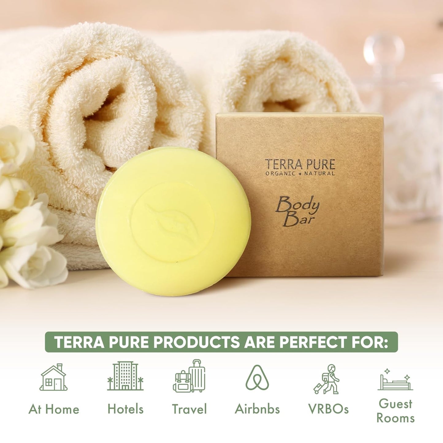 Terra Pure Bar Soap, Travel Size Hotel Amenities, 1.5 oz (Pack of 250)