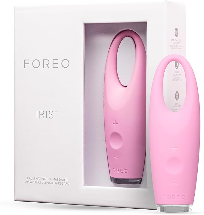 FOREO IRIS Eye Massager Dark Circle Remover & Eyebag Remover Eye Depuffer Anti Aging Increases Absorption of Eye Mask Essences| Waterproof 2-year Warranty Pearl Pink