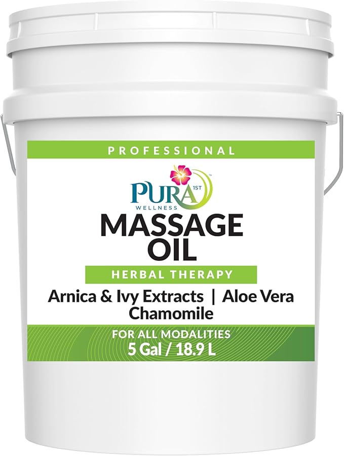 5 Gallon Herbal Massage Oil, Hypoallergenic Formula for Muscle Relief, Professional Deep Tissue, Unscented for Physical Therapy and Muscle Recovery, Hydrating, Skin Restoring