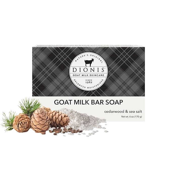 Dionis Goat Milk Men's Skincare Bundle – Cedarwood & Sea Salt Scented Bar Soap (6 oz) & Unscented 3pc Bath & Body Set with Moisturizer, Shave Butter & Soap – Hydrating, Gentle, Cruelty-Free