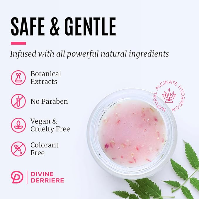 Divine Derriere Vajacial Hydrogel Mask - Premium Modeling Rubber Mask with Bulgarian Rose Petals, Deeply Purifying, & Super Hydrating Hydro jelly Sheet Masks, Peel-Off Jelly Mask Powder Kit