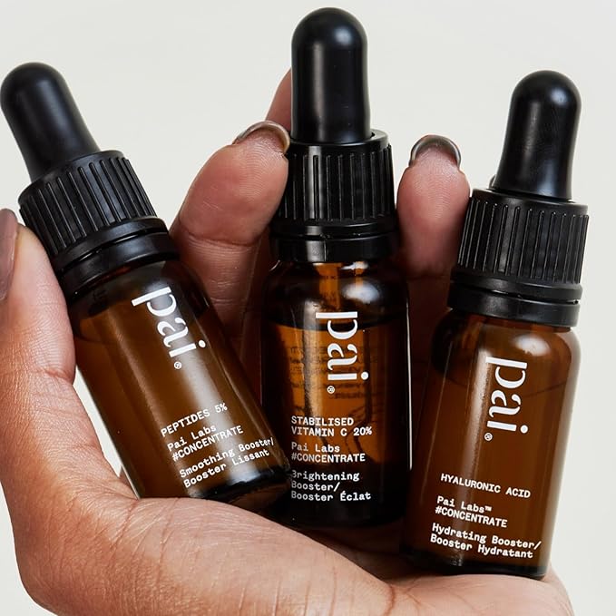 Pai Skincare - Booster Discovery Kit | Stabilised Vitamin C (10ml) + Hyaluronic Acid (10ml) + Peptides (10ml) | Natural, Vegan, Sensitive Skincare (3 Piece Set)