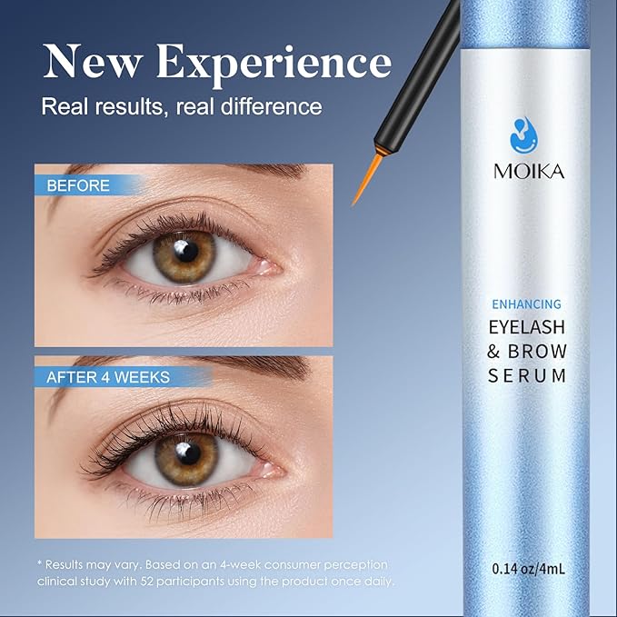 Eyelash Growth Serum, Makes Lashes Longer and Thicker, Suitable for Sensitive Eyes, For Natural Eyelashes, Extensions and Eyebrows, Vegan & Cruelty-Free, 4ml, 4-month Supply