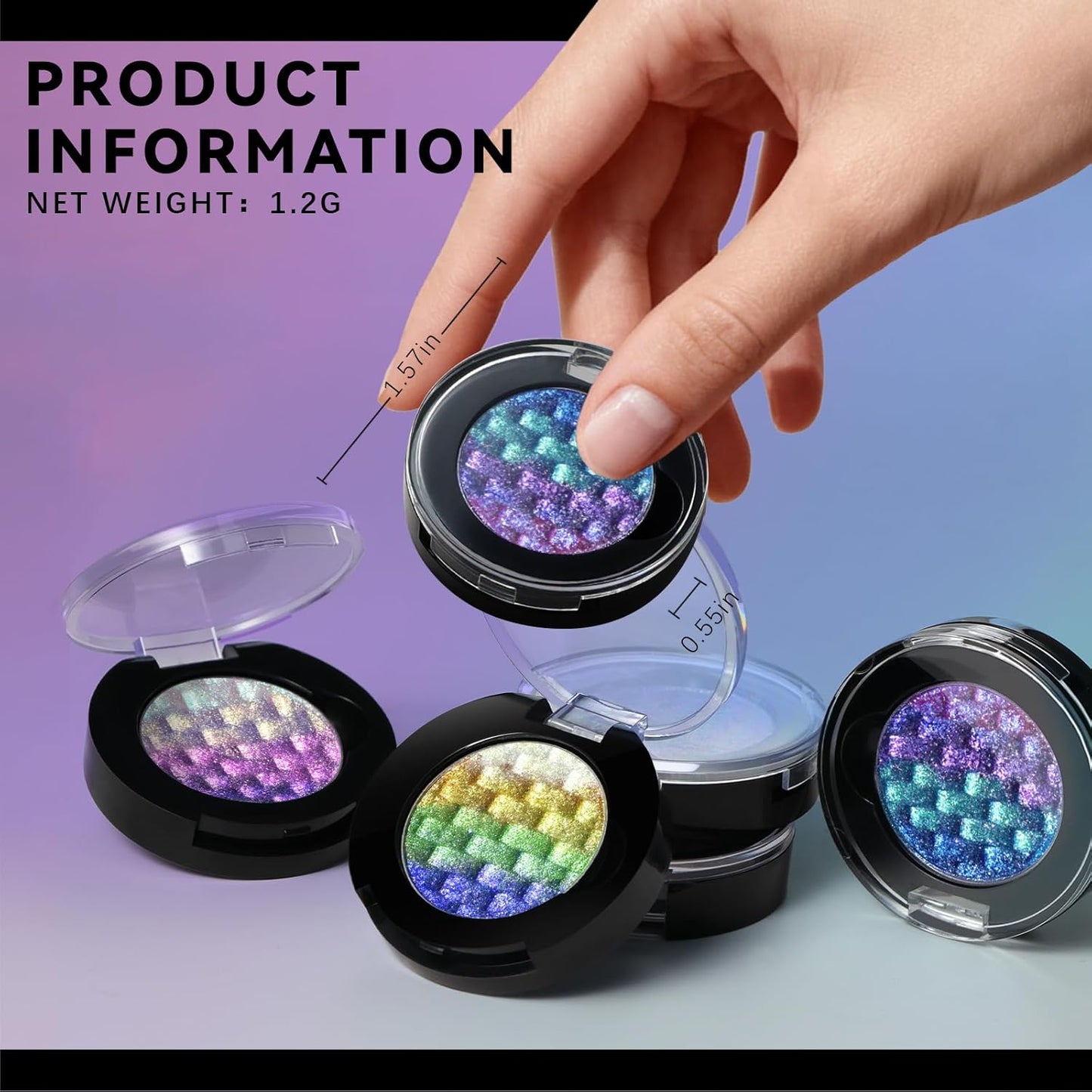 Noerrors Chameleon Eyeshadow,Multichrome Face Highlighter Palette,Multicolor Glow,Multi-use,High Pigment,Color Shift Metallic Shimmer Duochrome Eyeshadow Palette Face Purple Highlighter Makeup