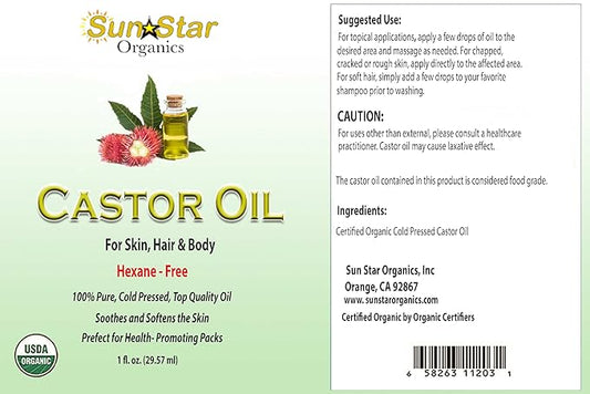 100% Organic Castor Oil Drops 2Pack